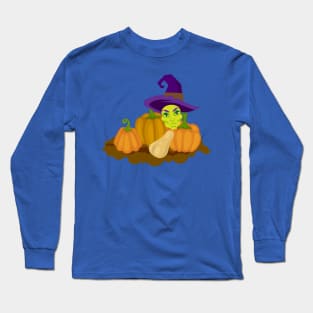 Halloween Pile of pumpkins With Witch Long Sleeve T-Shirt